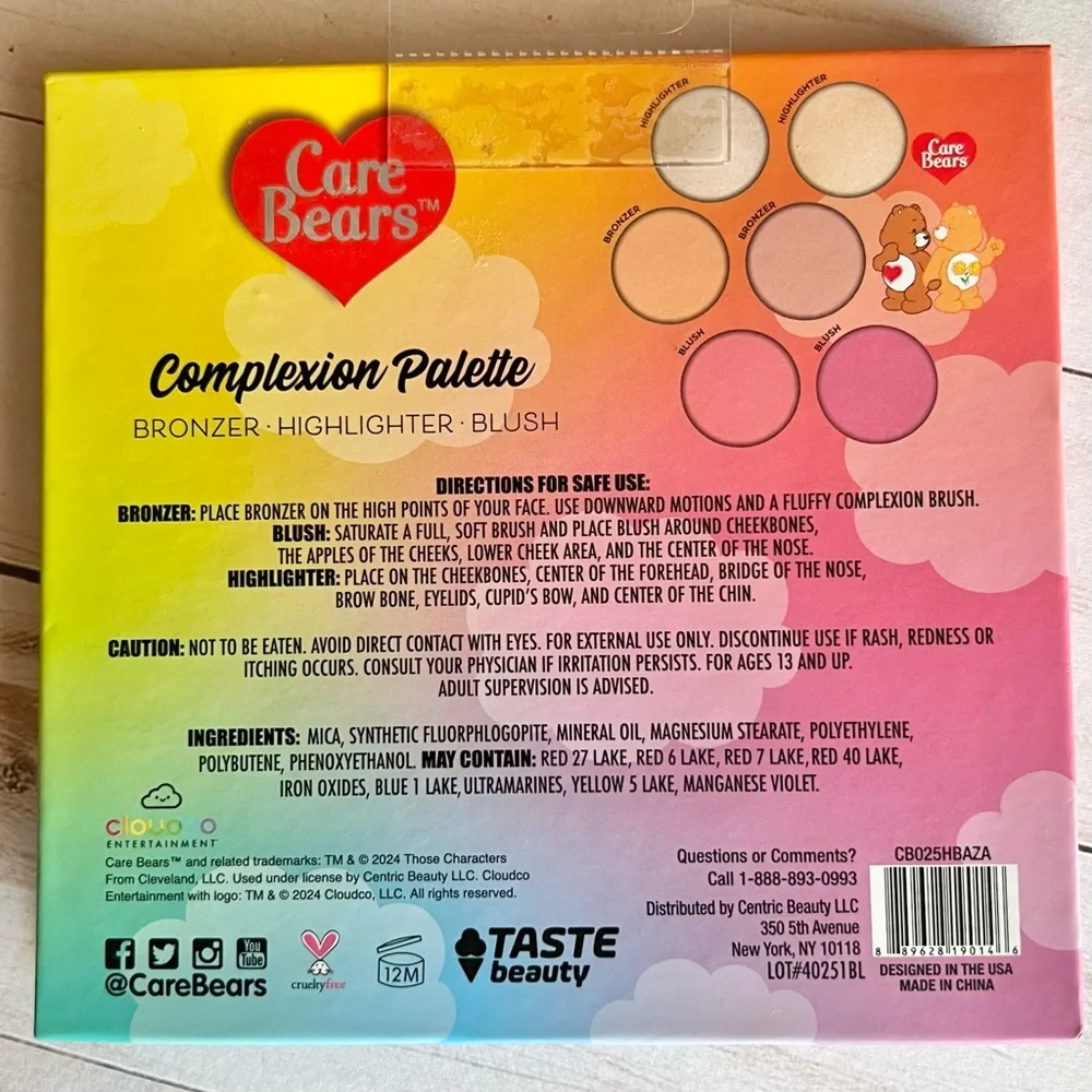Care Bears Complexion Palette Kit Bronzer Highlighter Blush Mirror NEW Sealed